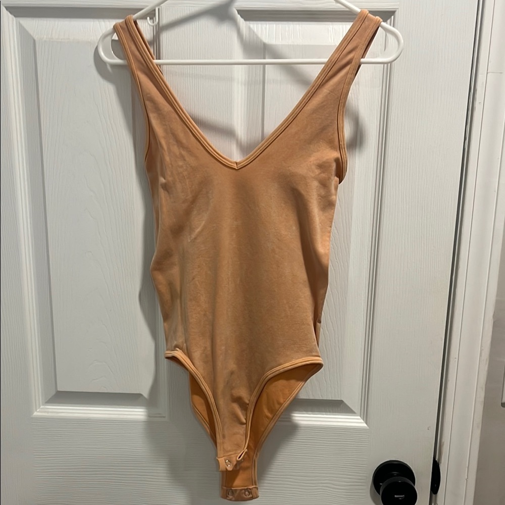 Free People Peach V-Neck Bodysuit